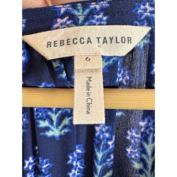 Rebecca Taylor Sleeveless Silk Knee Length Dress Size 6 A Line Cottage Designer - Picture 8 of 10